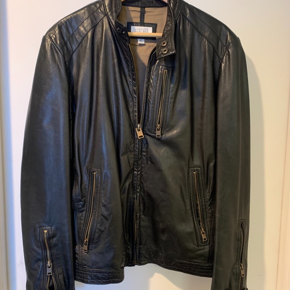 Barney's New York Men's Leather Racer Jacket